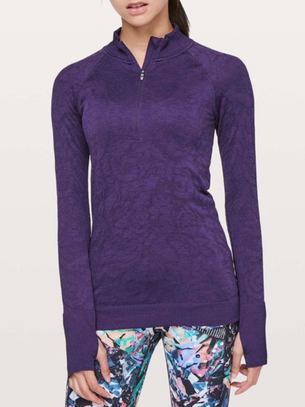 Lululemon Rest Less 1/2 Zip Dark Court Purple Lace Long Sleeve 6